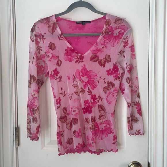 therapy Tops - Therapy Pink Mesh Floral Top
